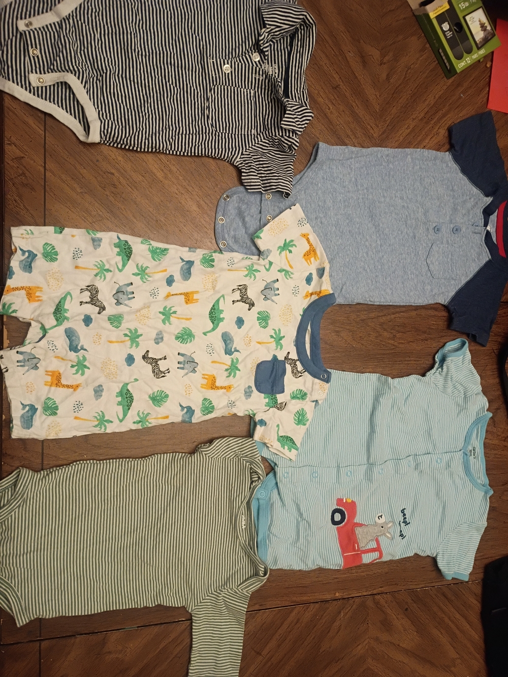 Baby Boys Assorted Short Sleeve Rompers - Blue, Green, White Prints